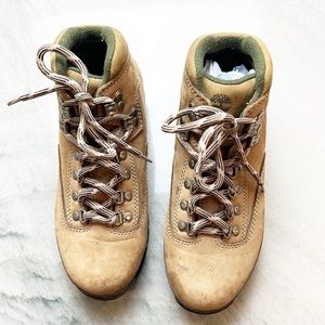 Women’s Timberland Euro Hiker‎ Leather Ankle Boots Tan Green size 8.5